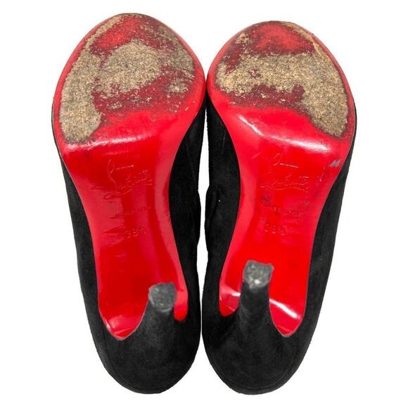 Christian Louboutin Belle 100 Black Suede Round Toe Ankle Boots- Size 38.5 - Picture 7 of 9